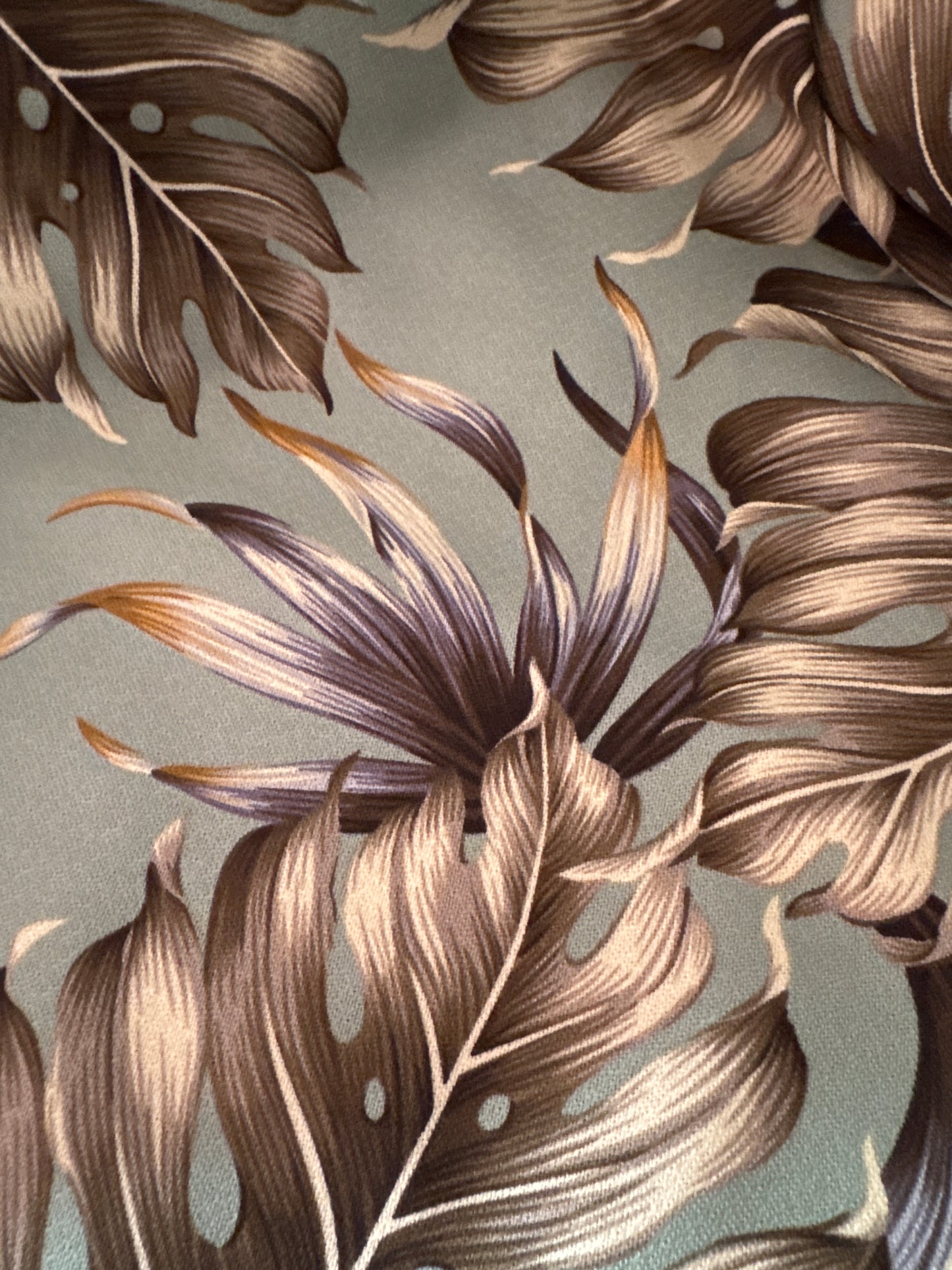 Sage Monsterra  Hawaiian Barkcloth Fabric