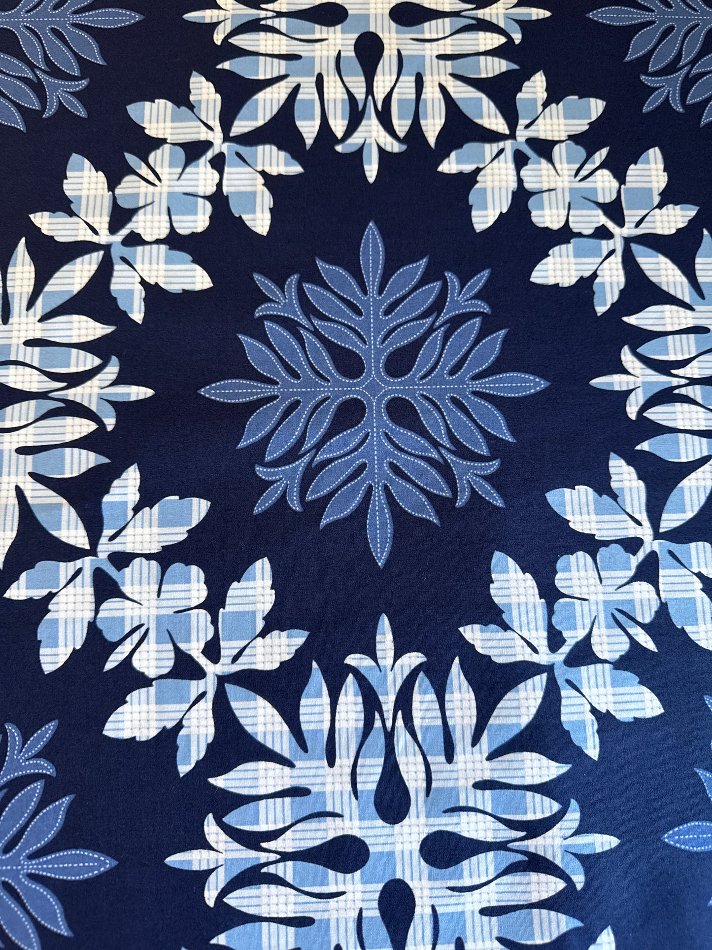 Navy Quilted Palaka Cotton Fabric