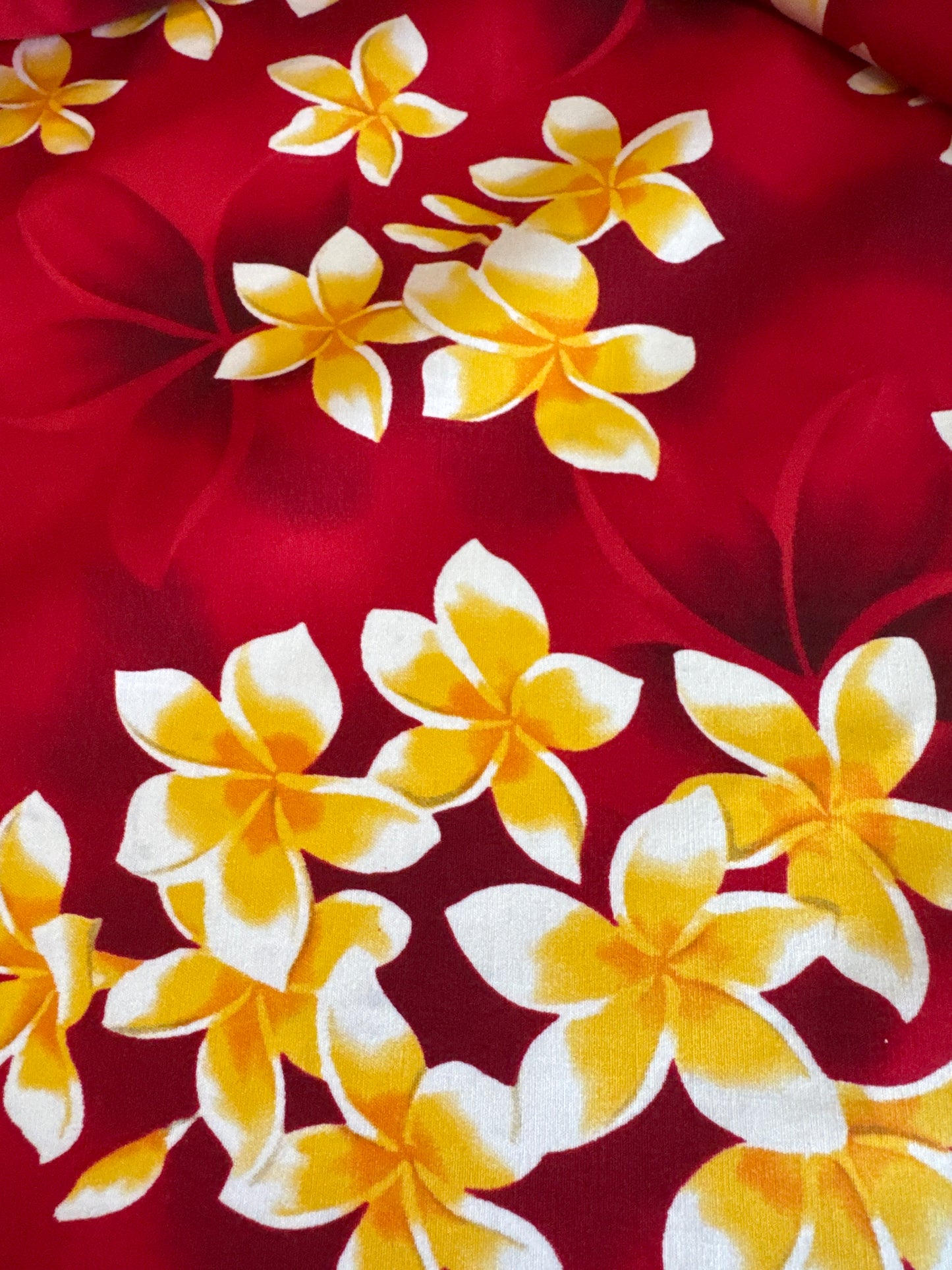 Red Plumerias Cotton Fabric