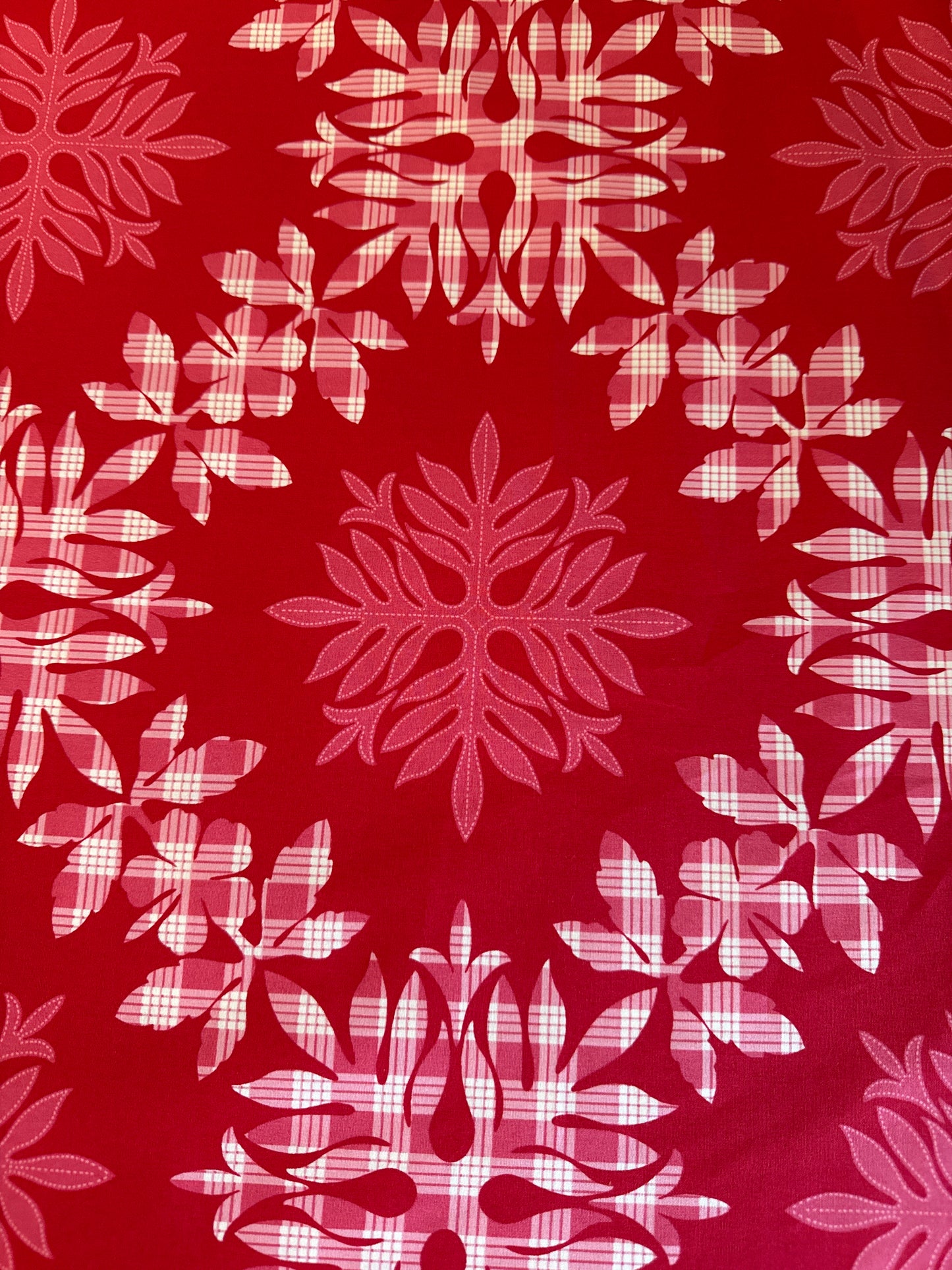 Red Quilted Palaka Cotton Fabric