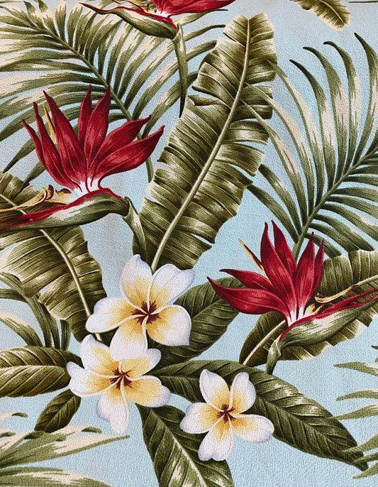 Blue Maunawili Hawaiian Barkcloth Upholstery Fabric