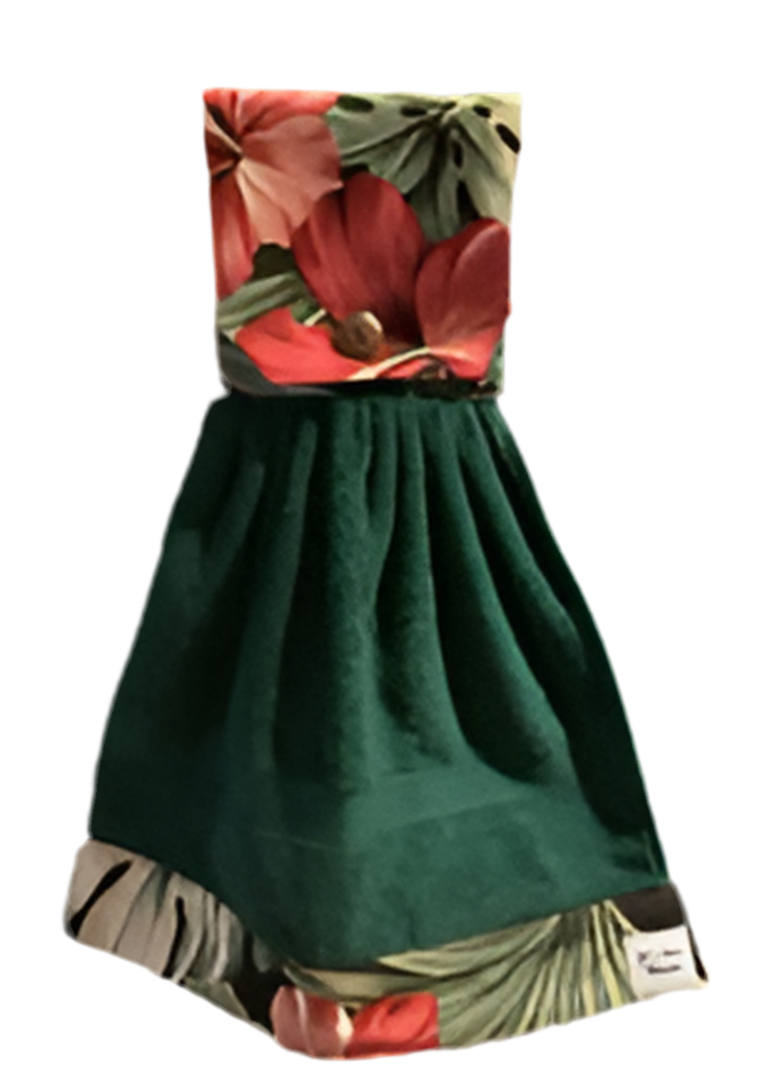 Black Pua on Green t-towel