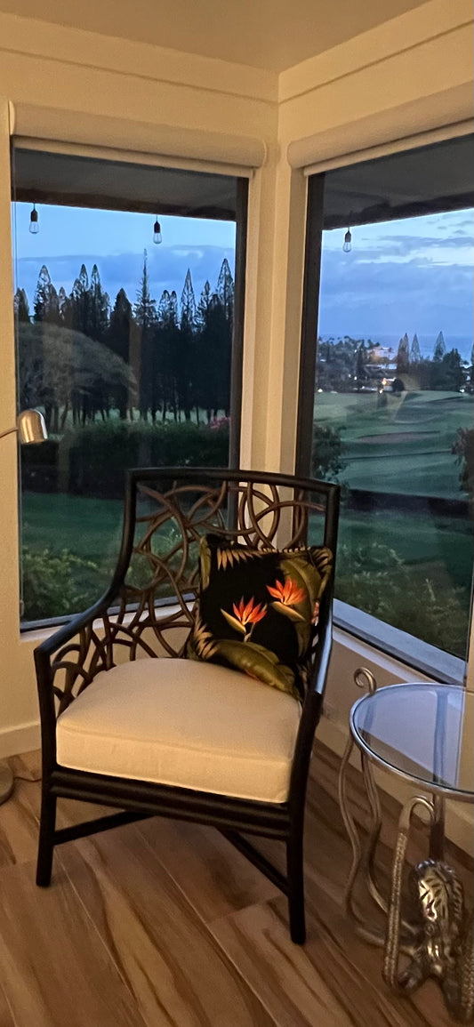 Black Lani Hawaiian Barkcloth Pillowcase