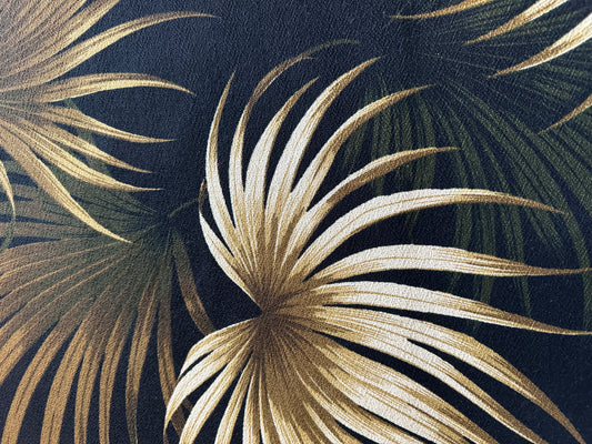 Black Kailua  Hawaiian Barkcloth Upholstery Fabric