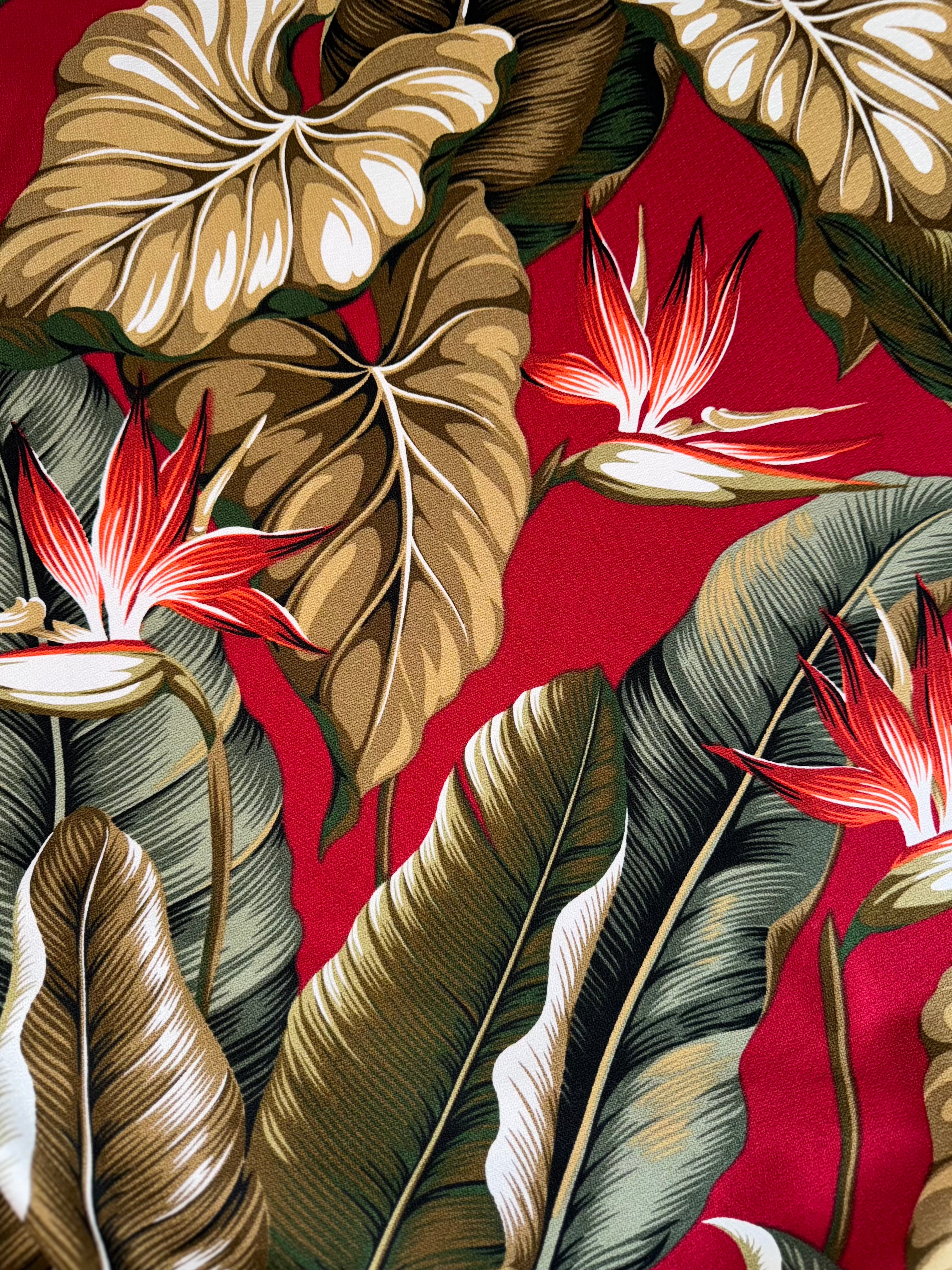 Handmade Tropical Hawaiian Cotton Barkcloth Drapes – 82x52 Inch Pair, Bird Paradise Black