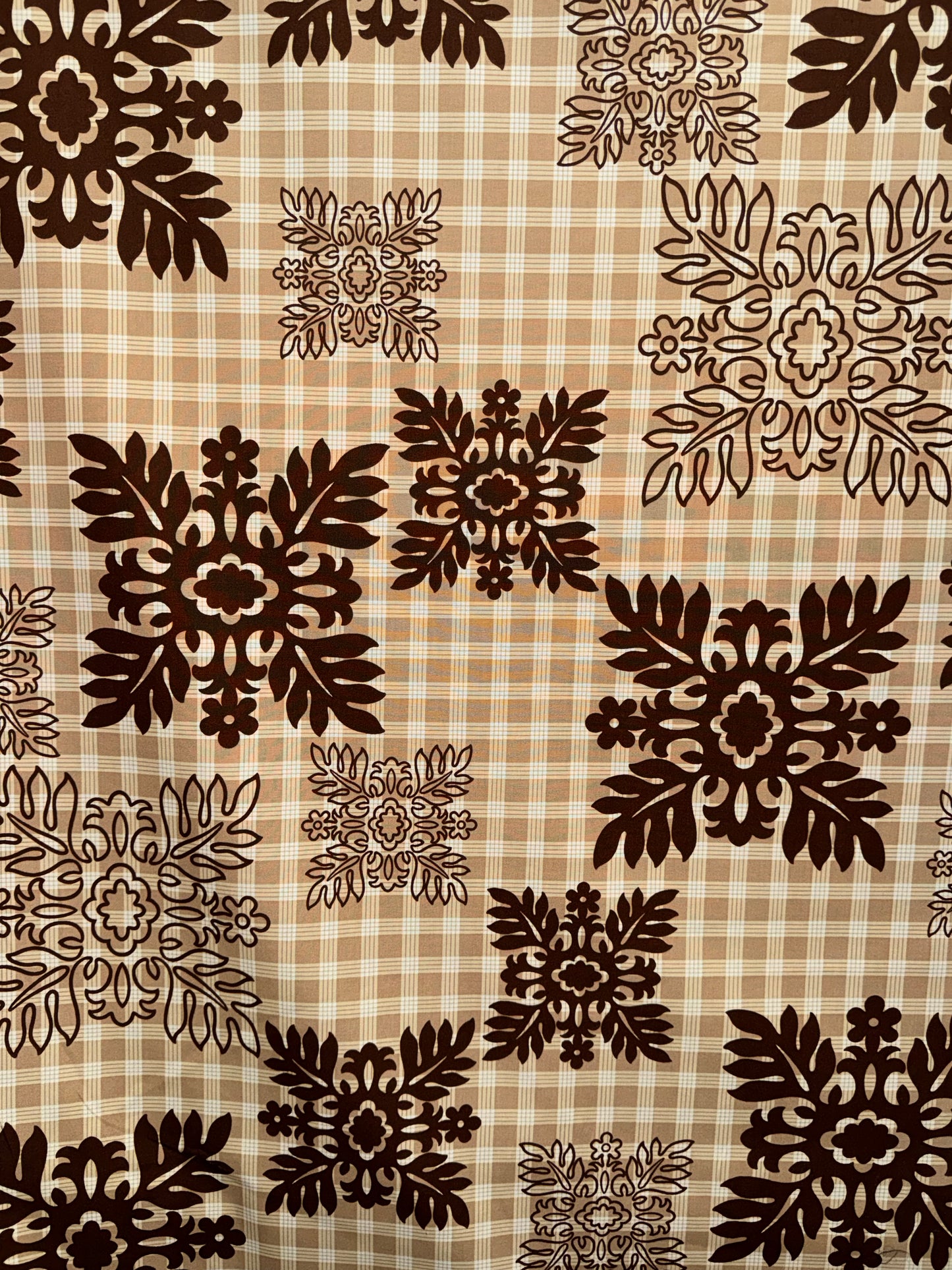 Tan print Palaka Cotton Fabric