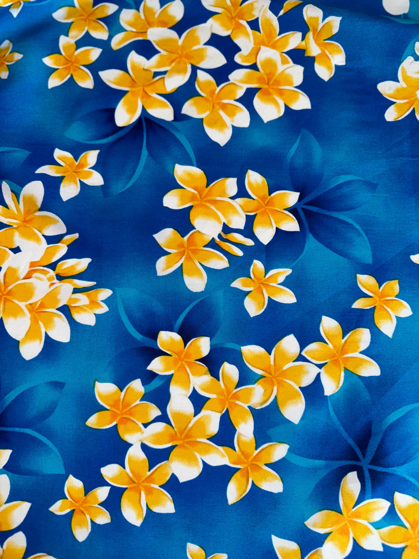Turq. Plumerias Cotton Fabric