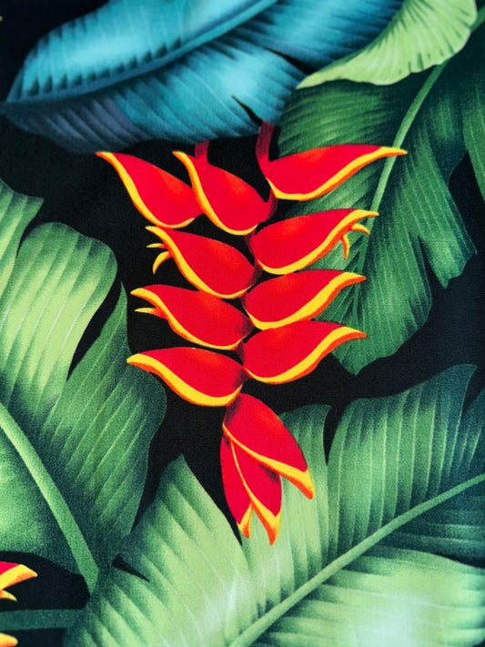 Black Haliconia Cotton Fabric