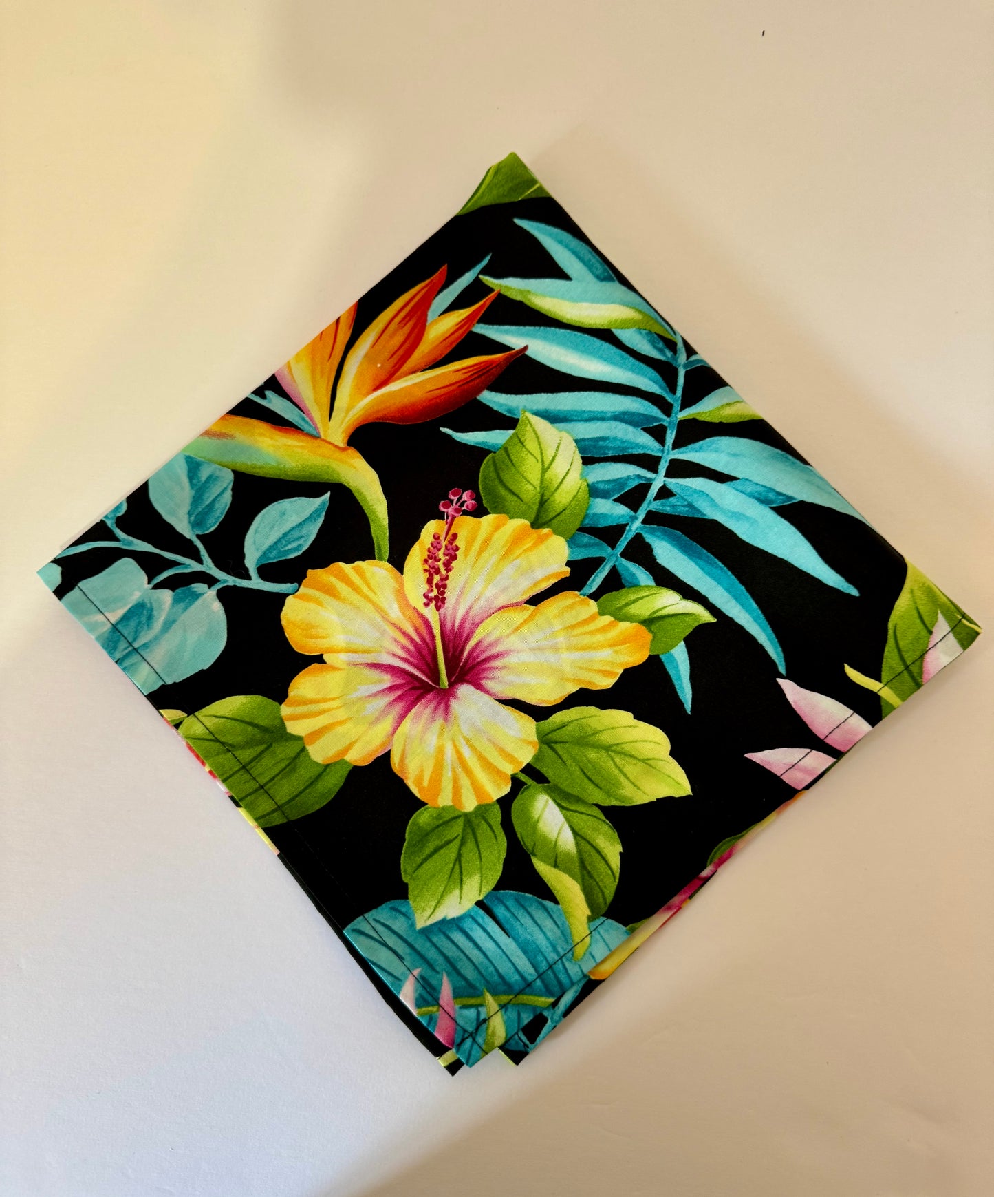 Black Hibiscus Bird of Paradise Napkins