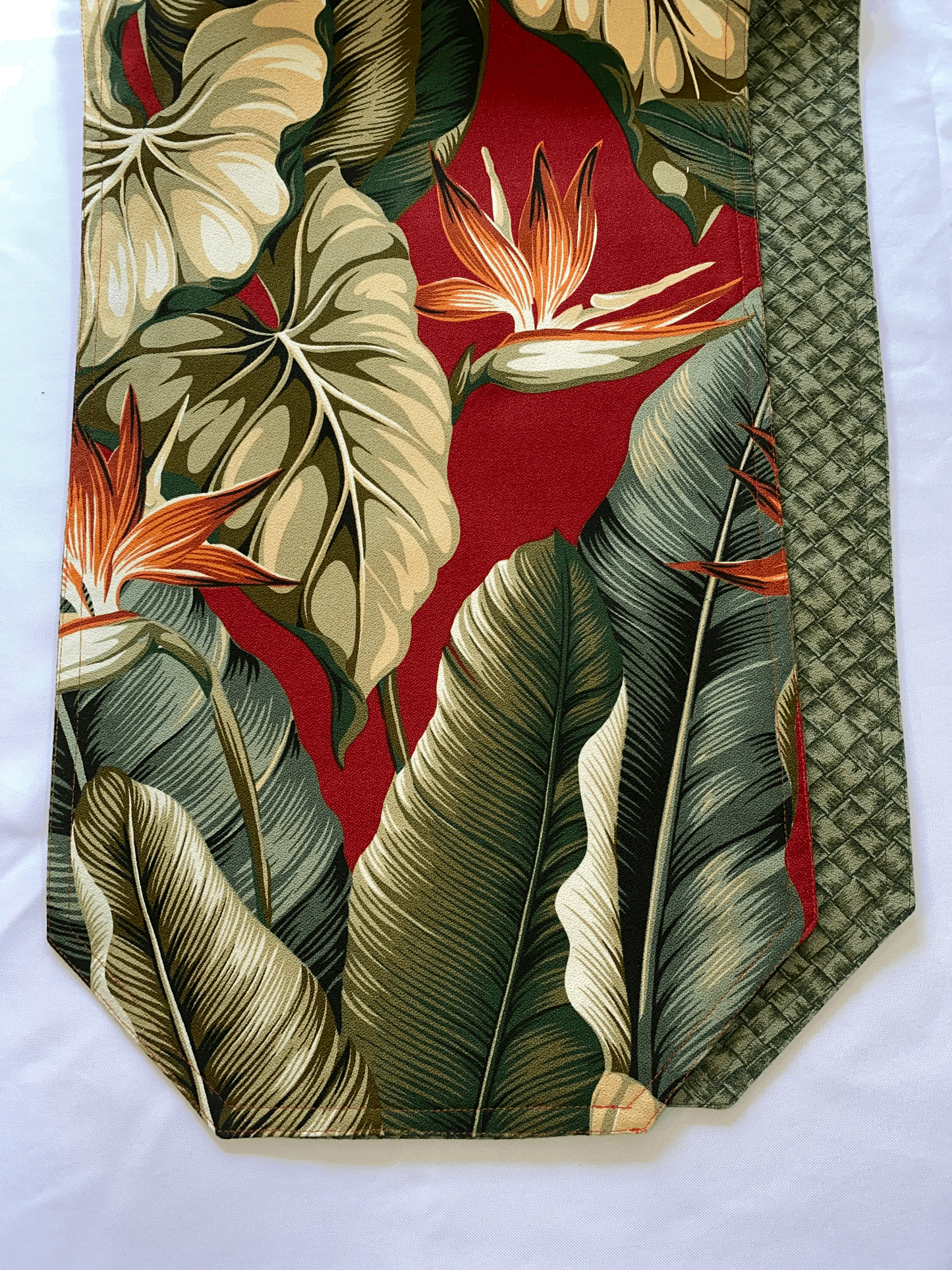 Red Bird of Paradise Hawaiian Barkcloth Table Runner