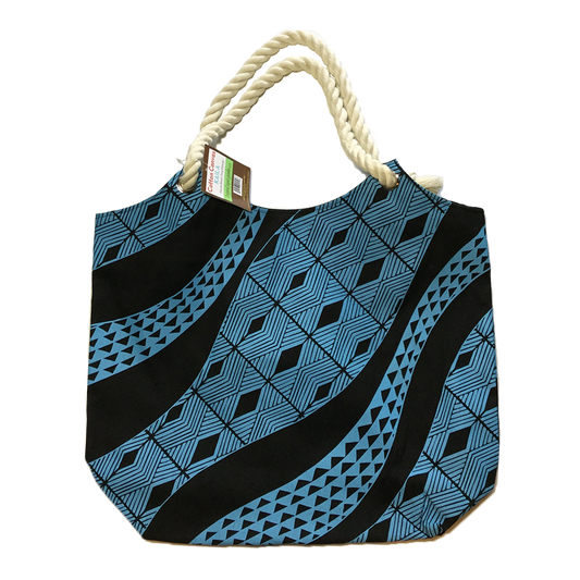 Pause Black Turquoise Canvas Bag