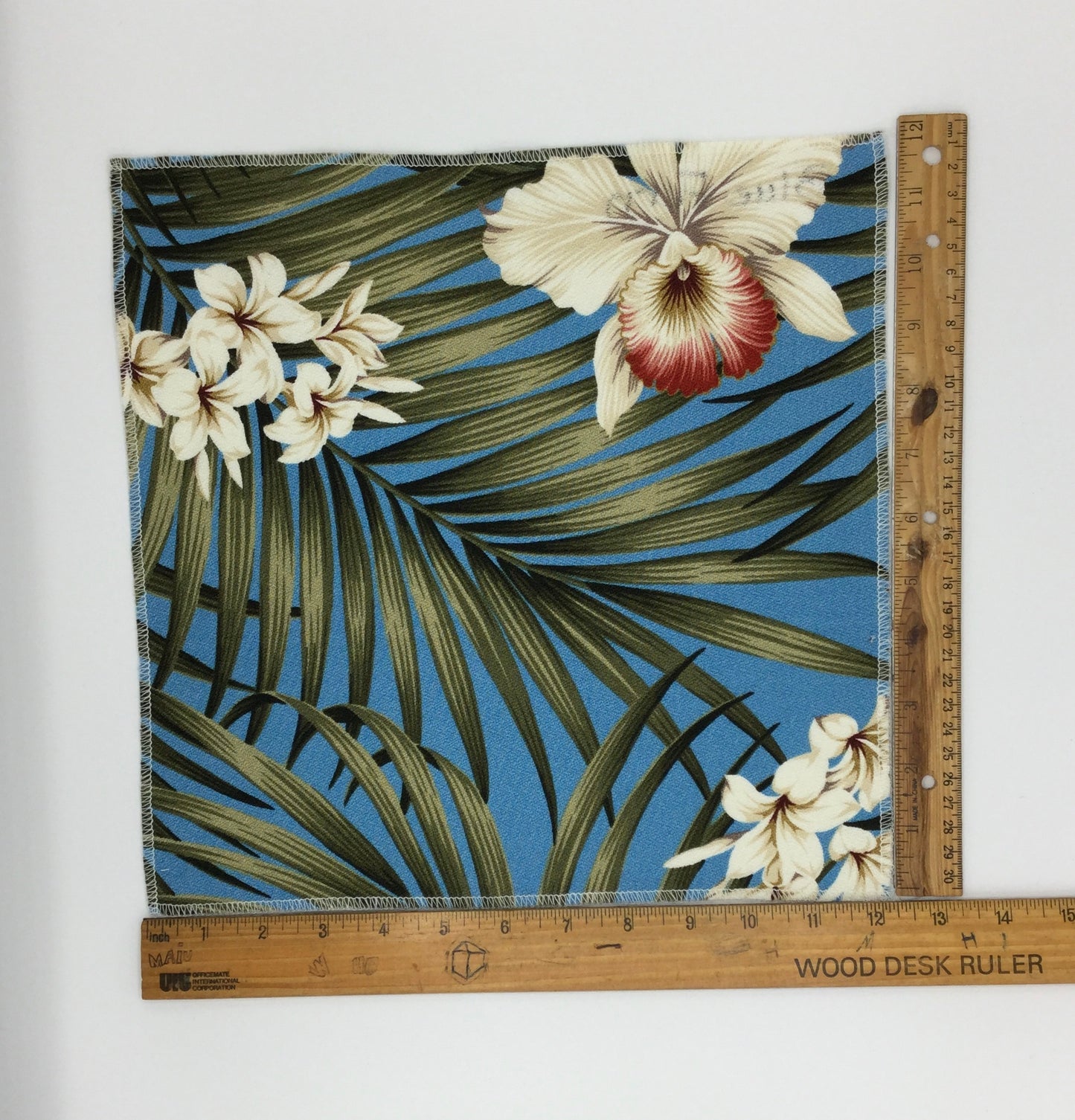 Blue Fern Hawaiian Barkcloth Upholstery Fabric