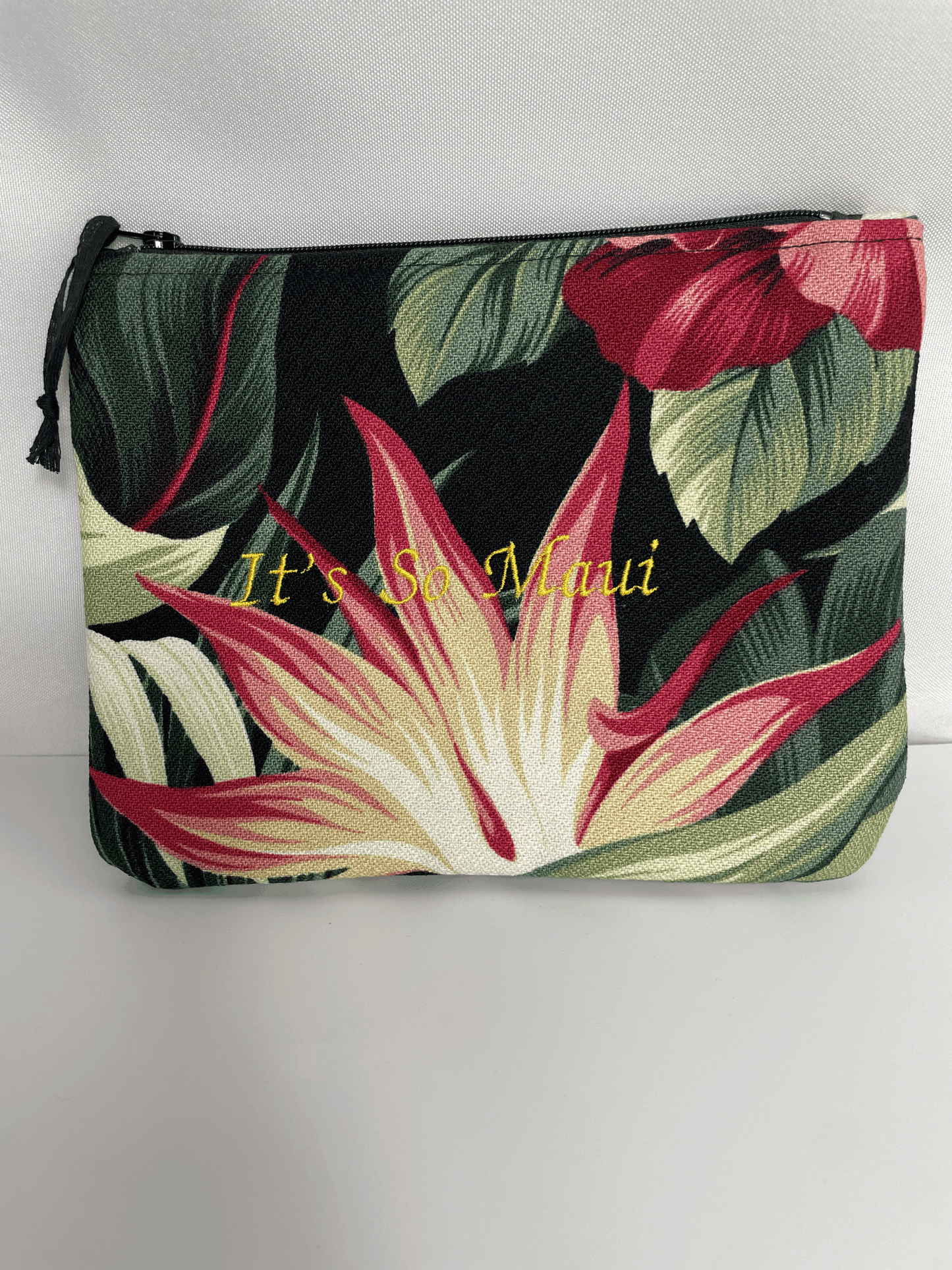 Pua Black Hawaiian Barkcloth Make-up Bags