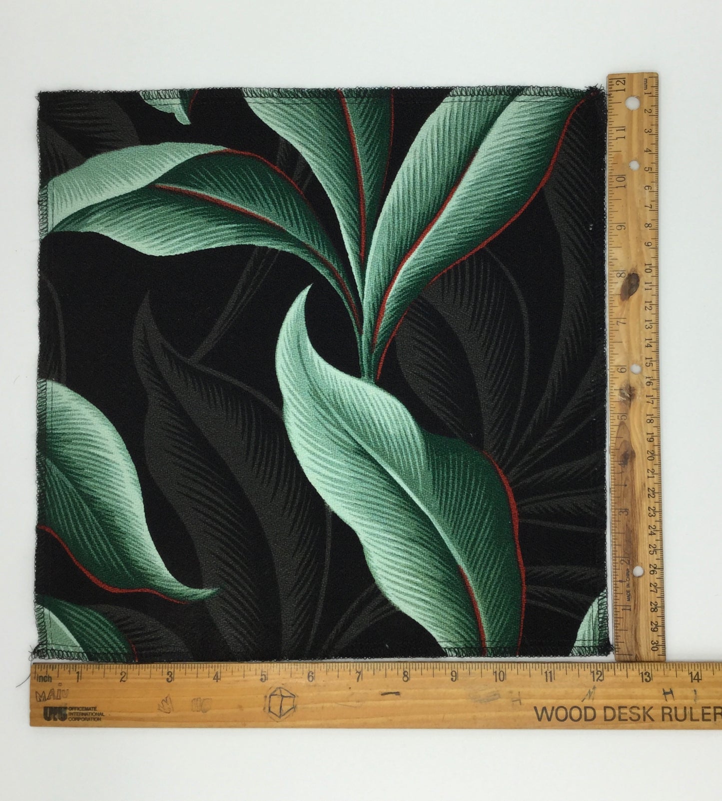 Black Retro Leaves Hawaiian Barkcloth Upholstery Fabric Fabric