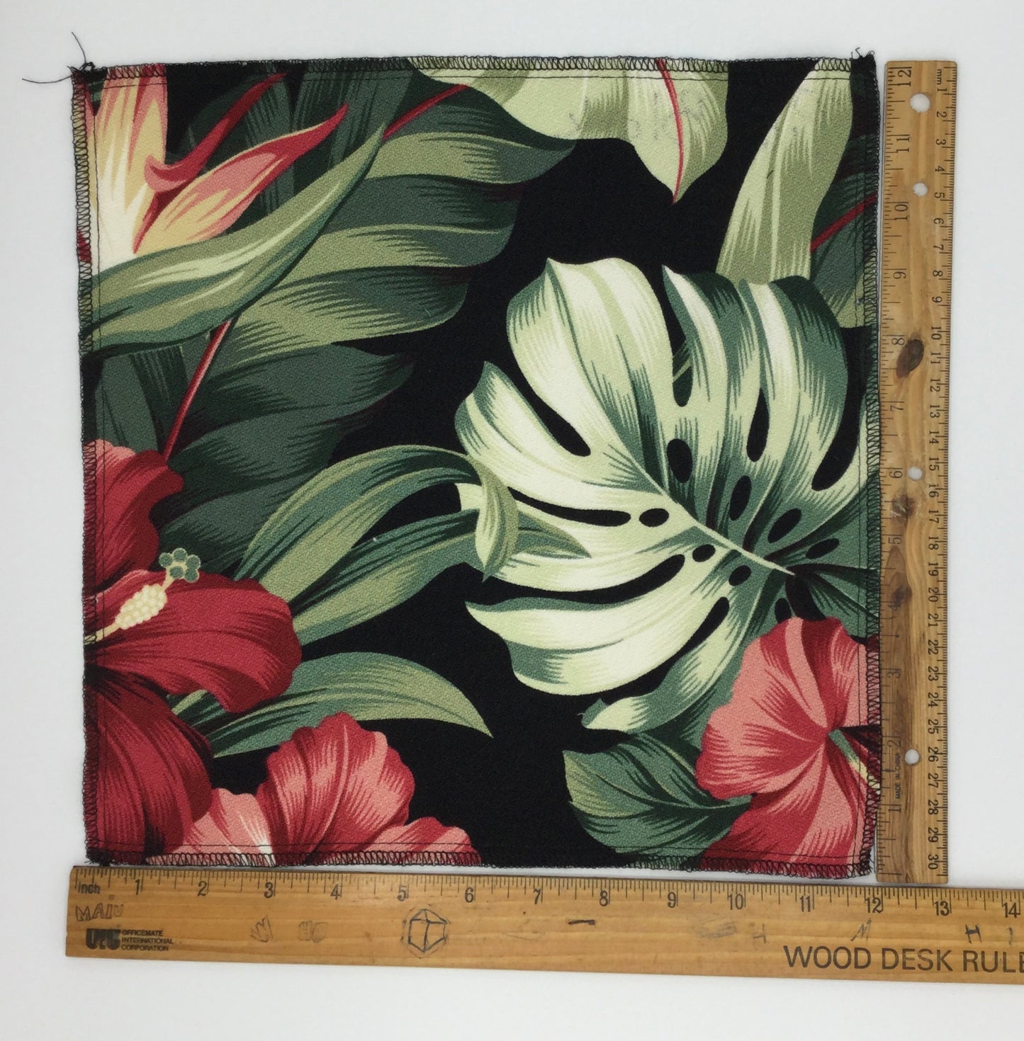 Black Pua Hawaiian Barkcloth Upholstery Fabric