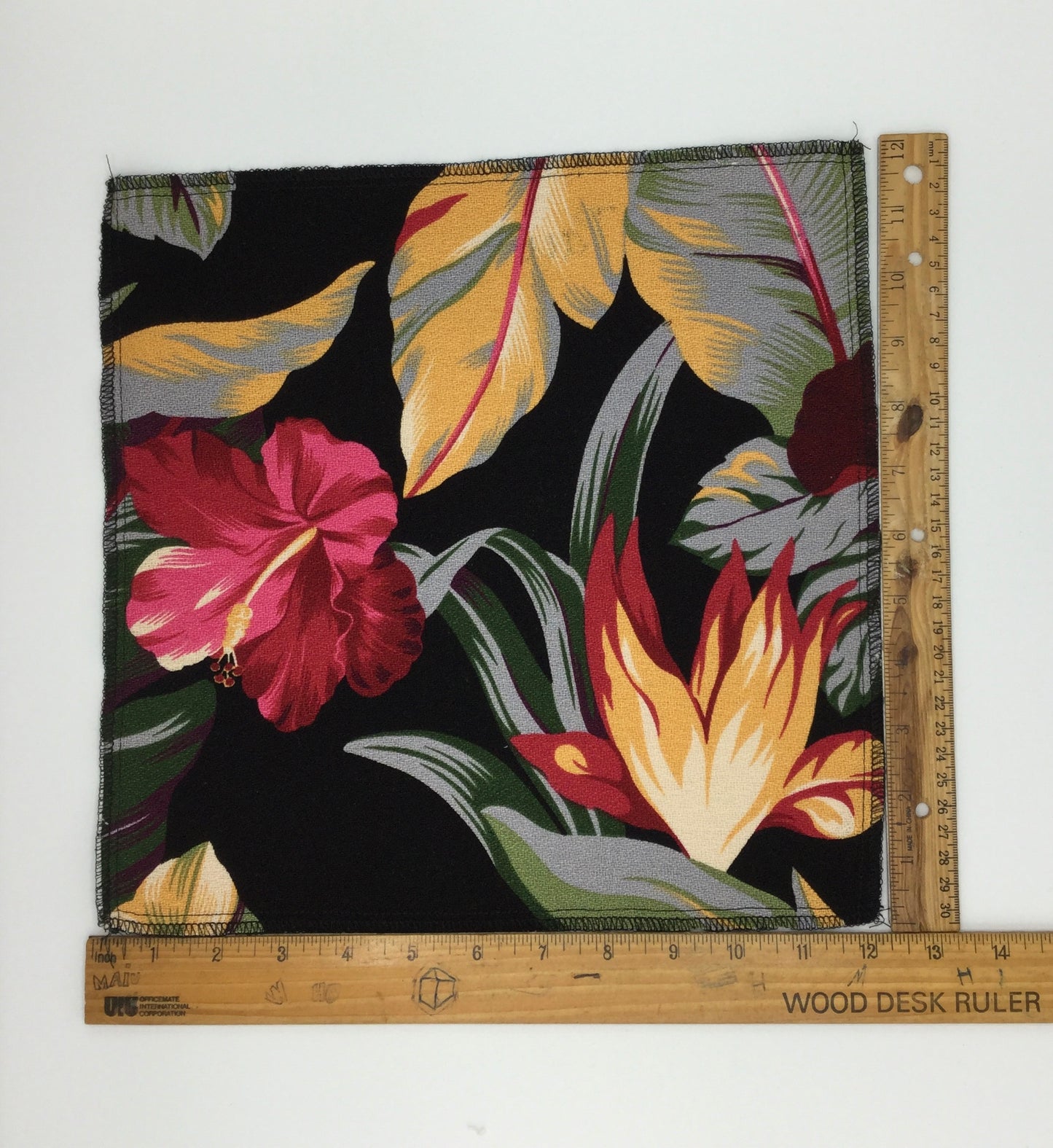 Black Pau Hana Hawaiian Barkcloth Upholstery Fabric