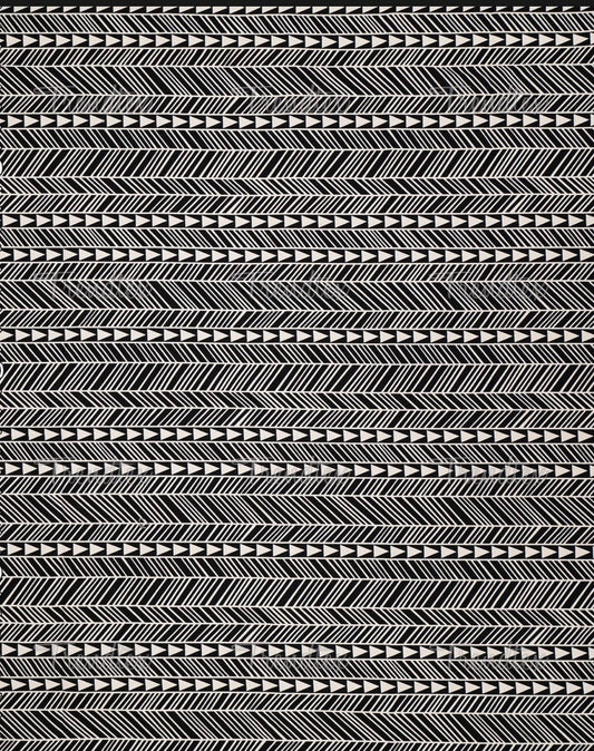 Black Kakau Hawaiian Barkcloth Upholstery Fabric