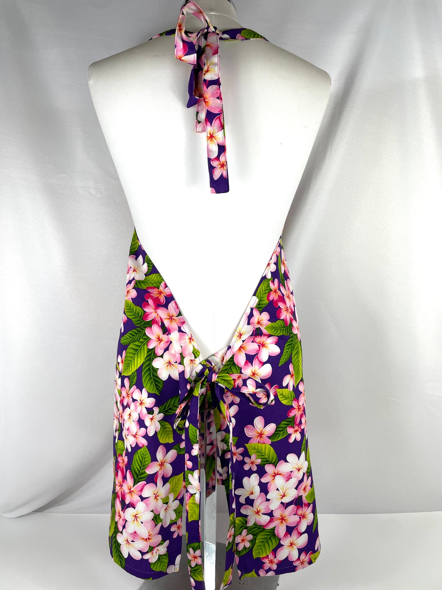 Purple Pink Plumeria Hawaiian Cotton Apron
