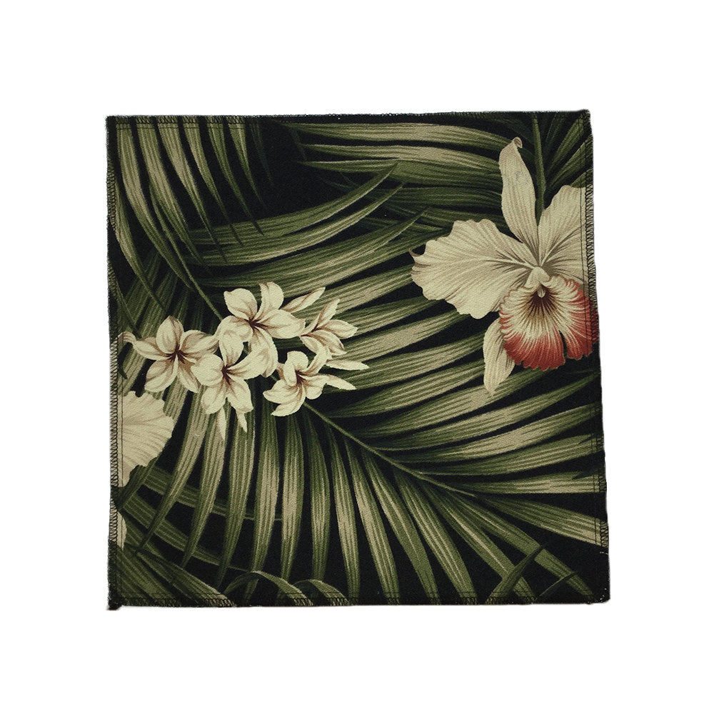 Black Fern Hawaiian Barkcloth Upholstery Fabric