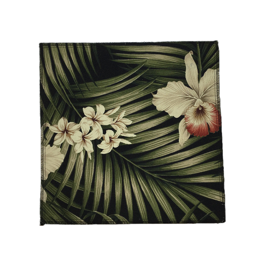 Black Fern Hawaiian Barkcloth Upholstery Fabric