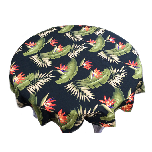 Black Lani 60" and 72" Round Tablecloth