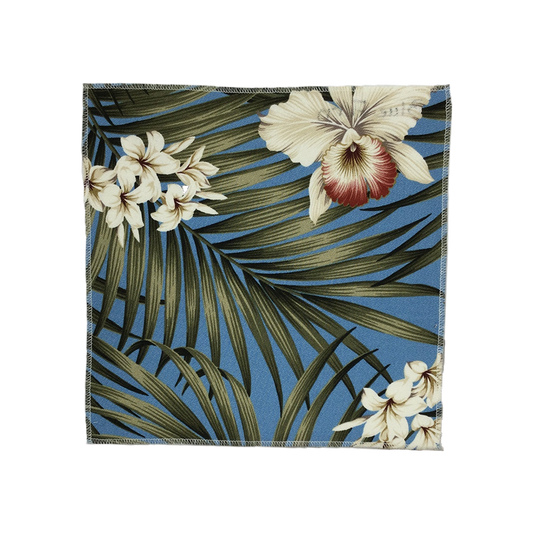 Blue Fern Hawaiian Barkcloth Upholstery Fabric