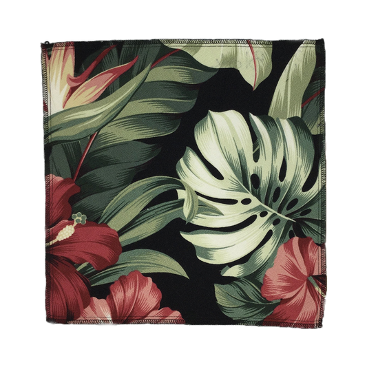 Black Pua Hawaiian Barkcloth Upholstery Fabric