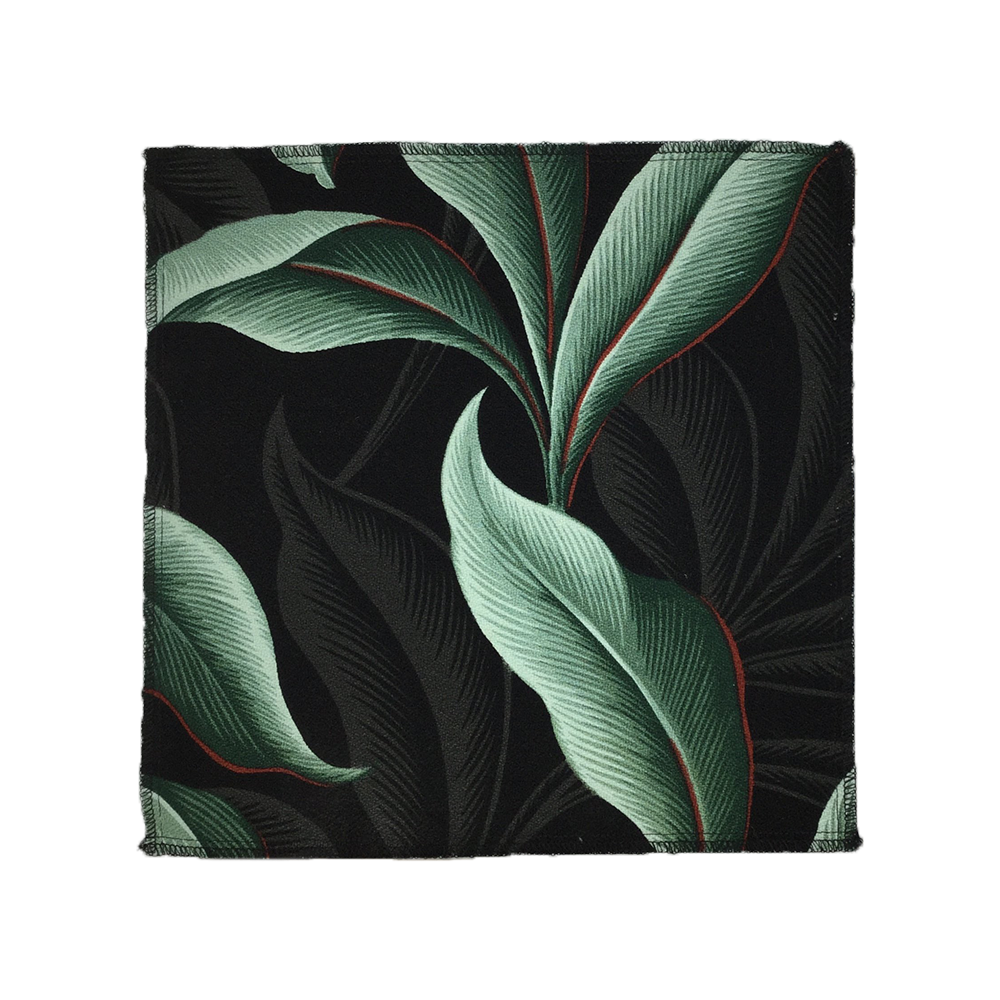 Black Retro Leaves Hawaiian Barkcloth Upholstery Fabric Fabric
