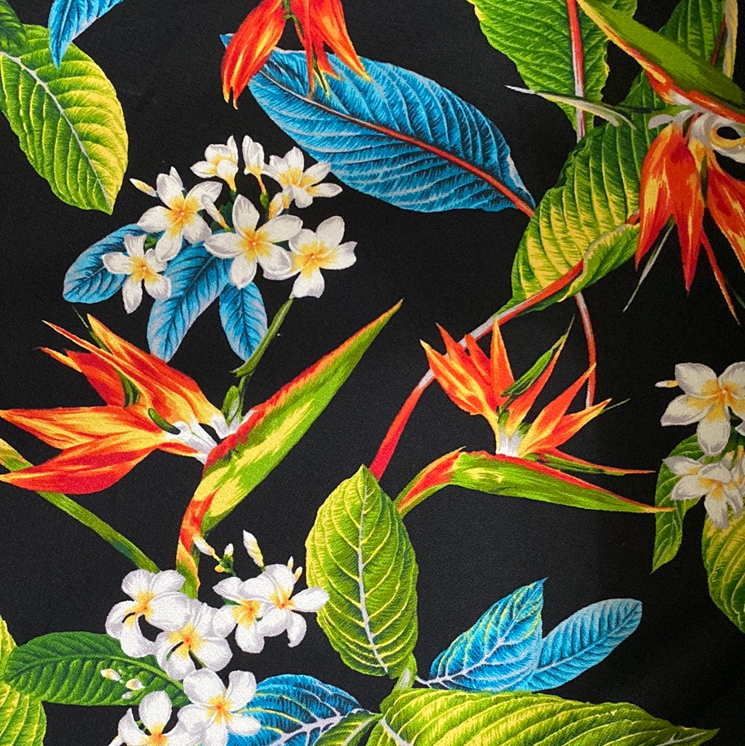 Black Acaica Hawaiian Barkcloth Upholstery Fabric