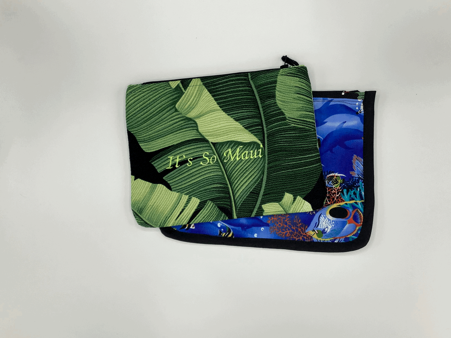 Black Manele Hawaiian Barkcloth Make-up Bags