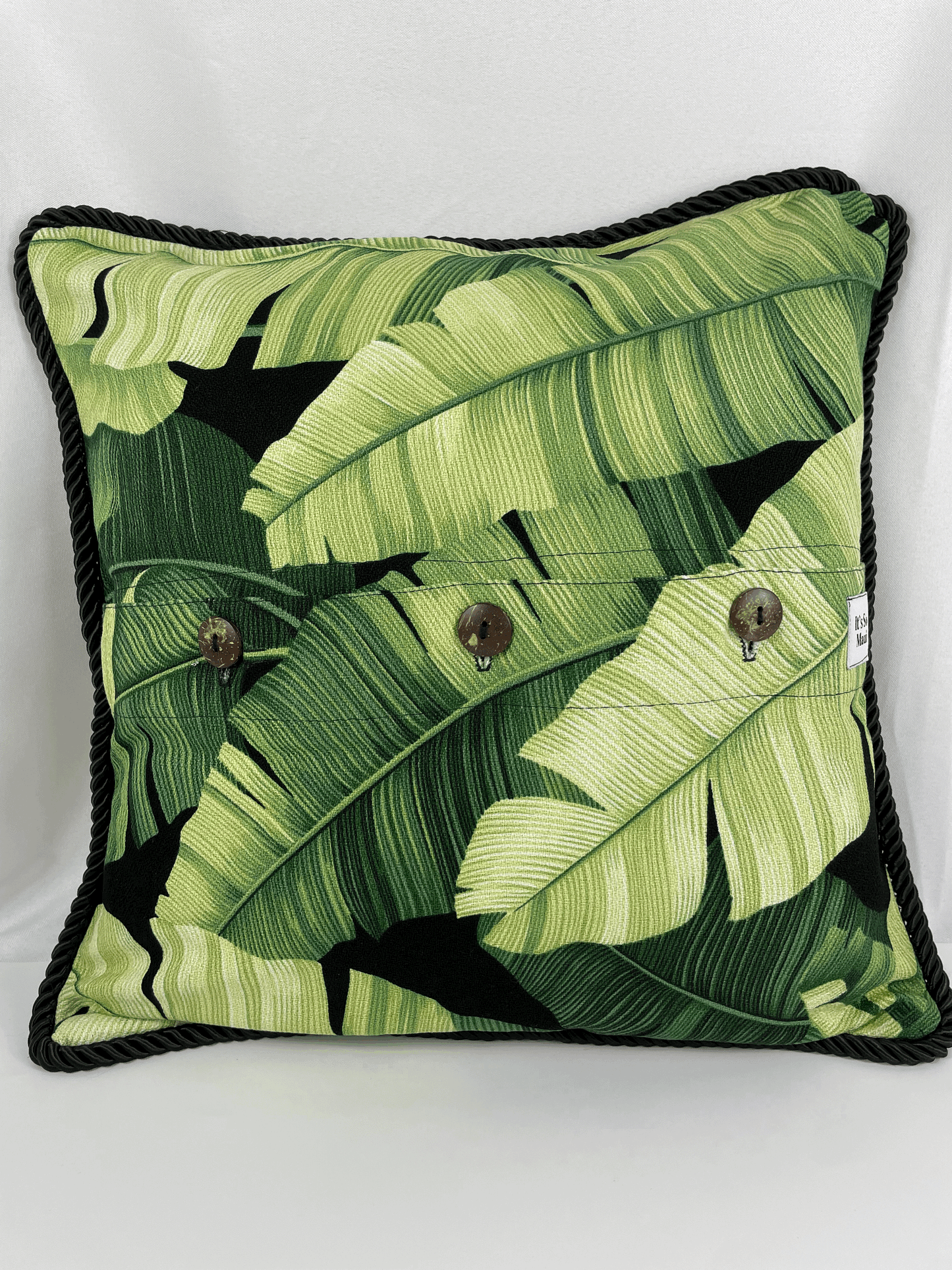 Black Manele Hawaiian Barkcloth Pillowcase