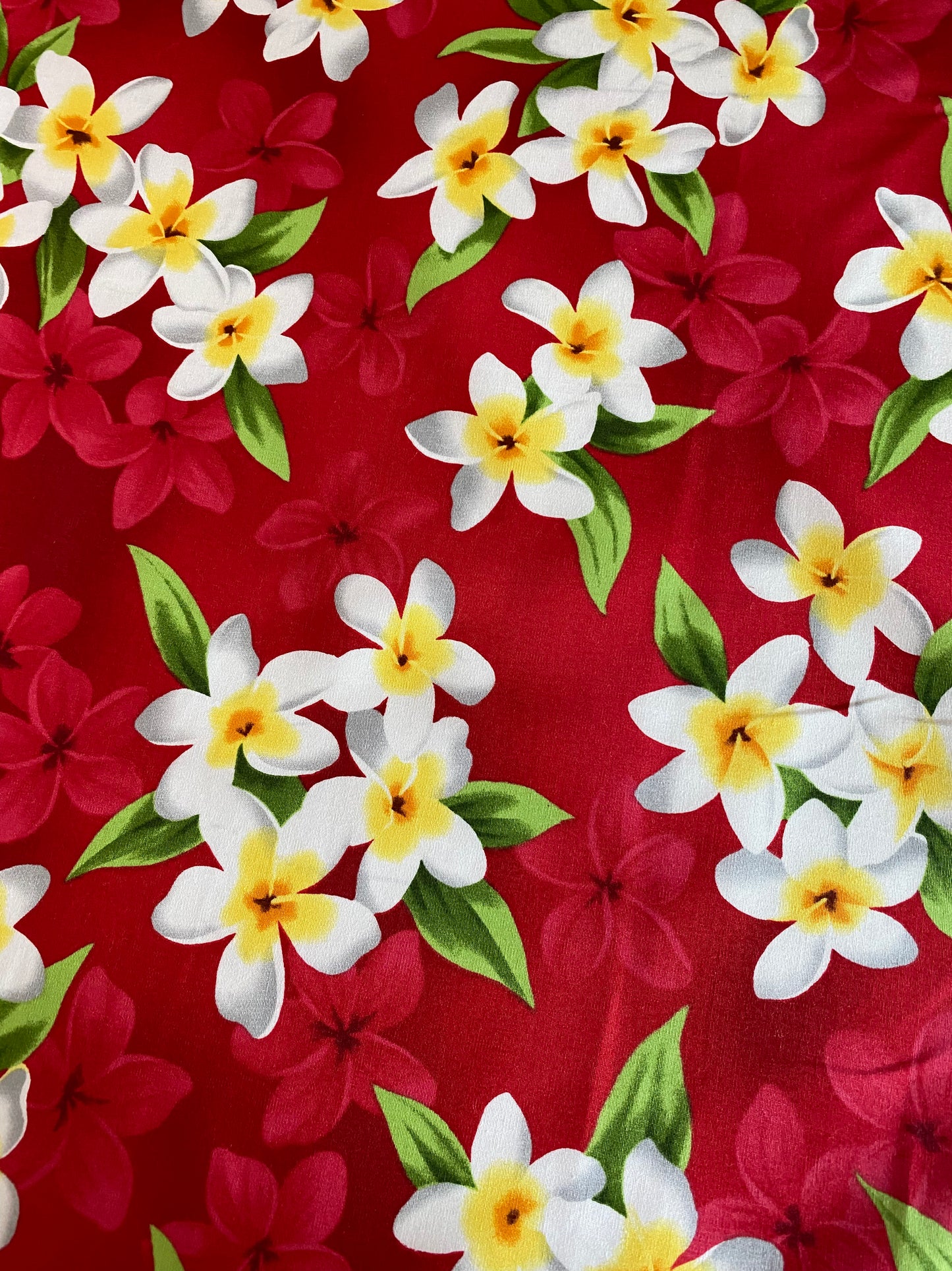 Red Plumerias Cotton Fabric