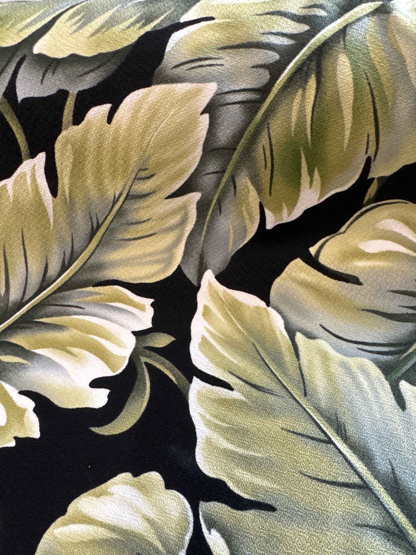 Black Maluhia Hawaiian Barkcloth Fabric