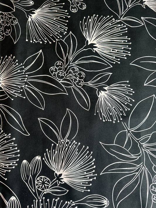 Black White Pincushion Cotton Fabric