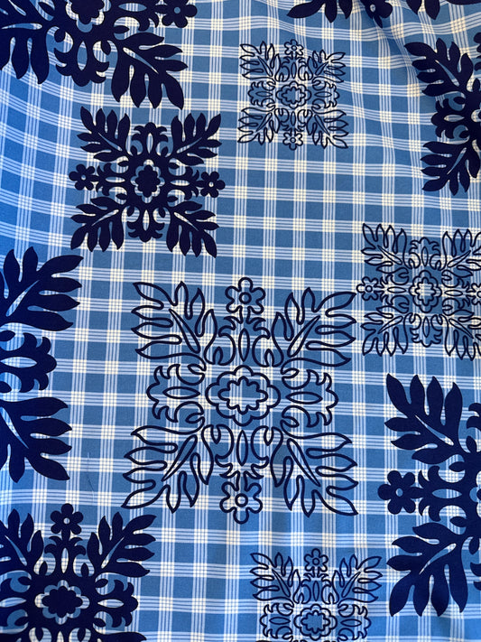 Blue print Palaka Cotton Fabric