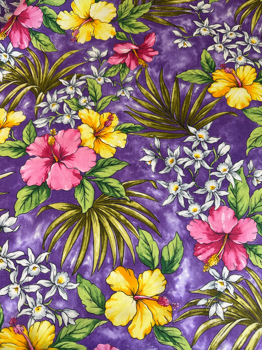 Purple Floral Cotton Fabric LMH-24-1012