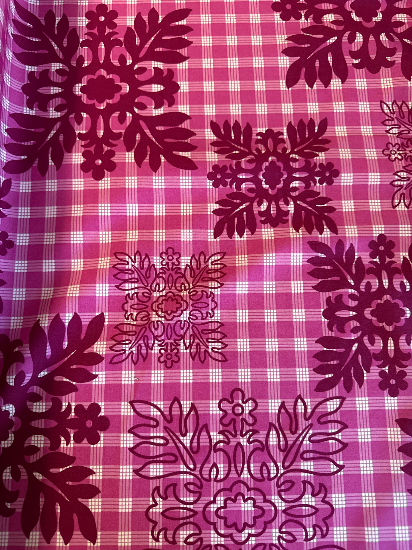 Pink print Palaka Cotton Fabric