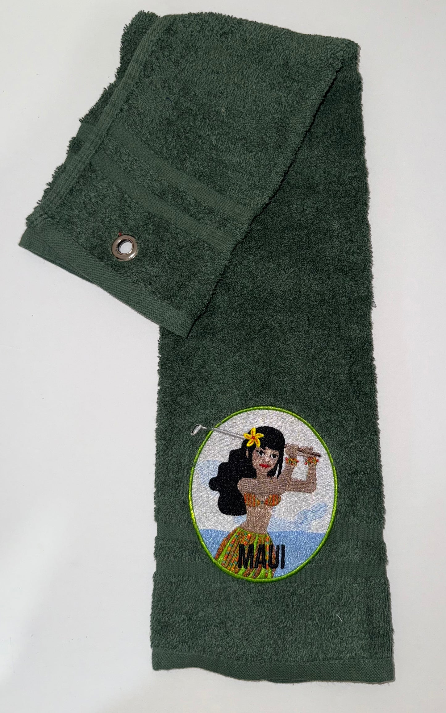 Green Lady Golfer Golf Towel