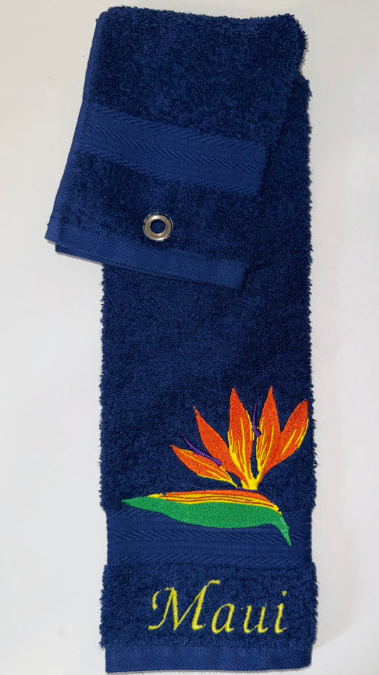 Blue Bird of Paradise Golf Towel