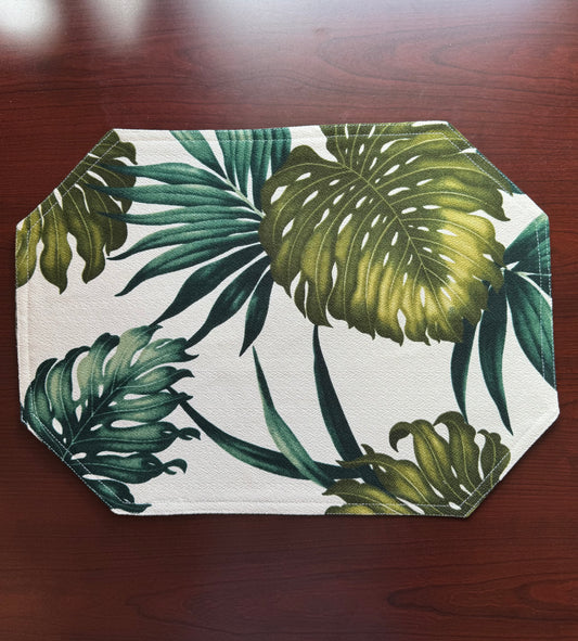 White Monstera Rectangle Placemat