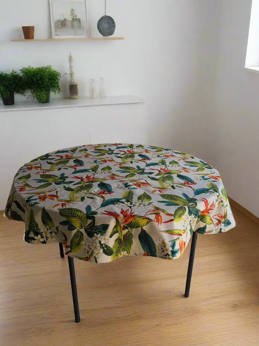 60" and 72" Natural Acaica Round Tablecloth