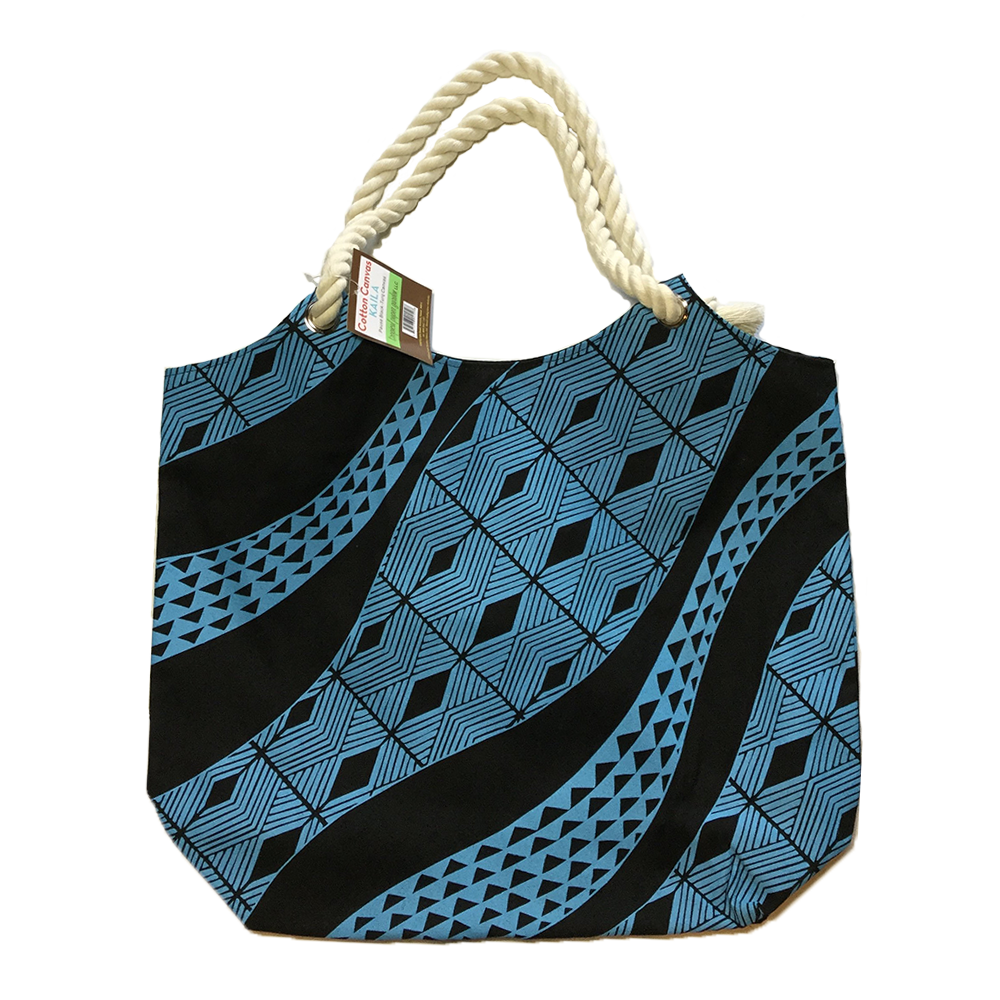 Pause Black Turquoise Canvas Bag