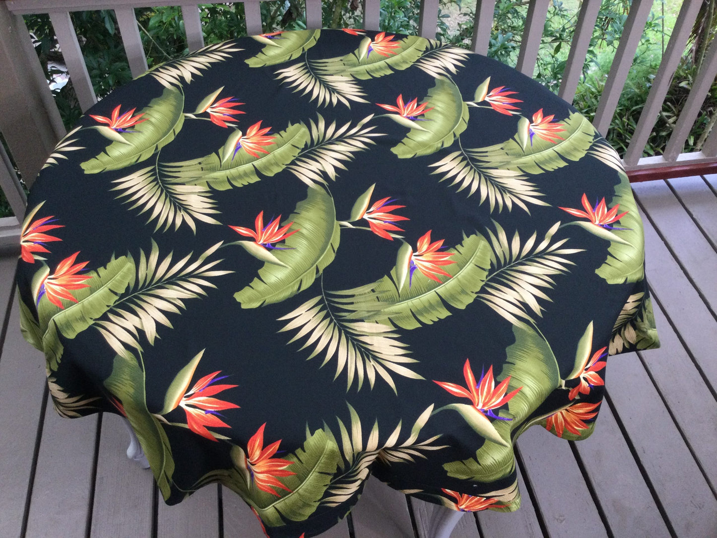 Black Lani 60" and 72" Round Tablecloth