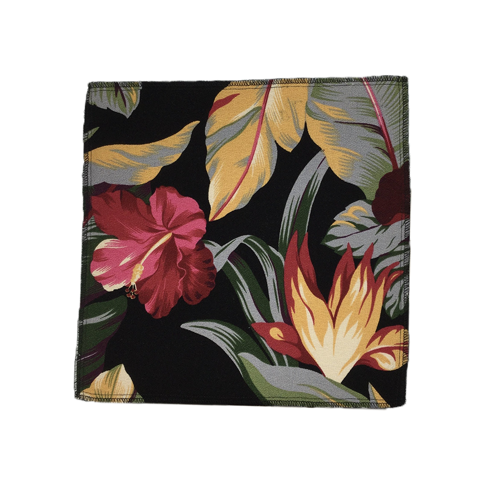 Black Pau Hana Hawaiian Barkcloth Upholstery Fabric