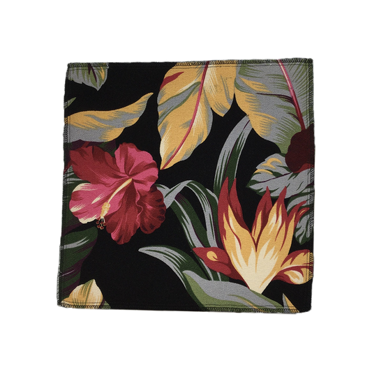 Black Pau Hana Hawaiian Barkcloth Upholstery Fabric