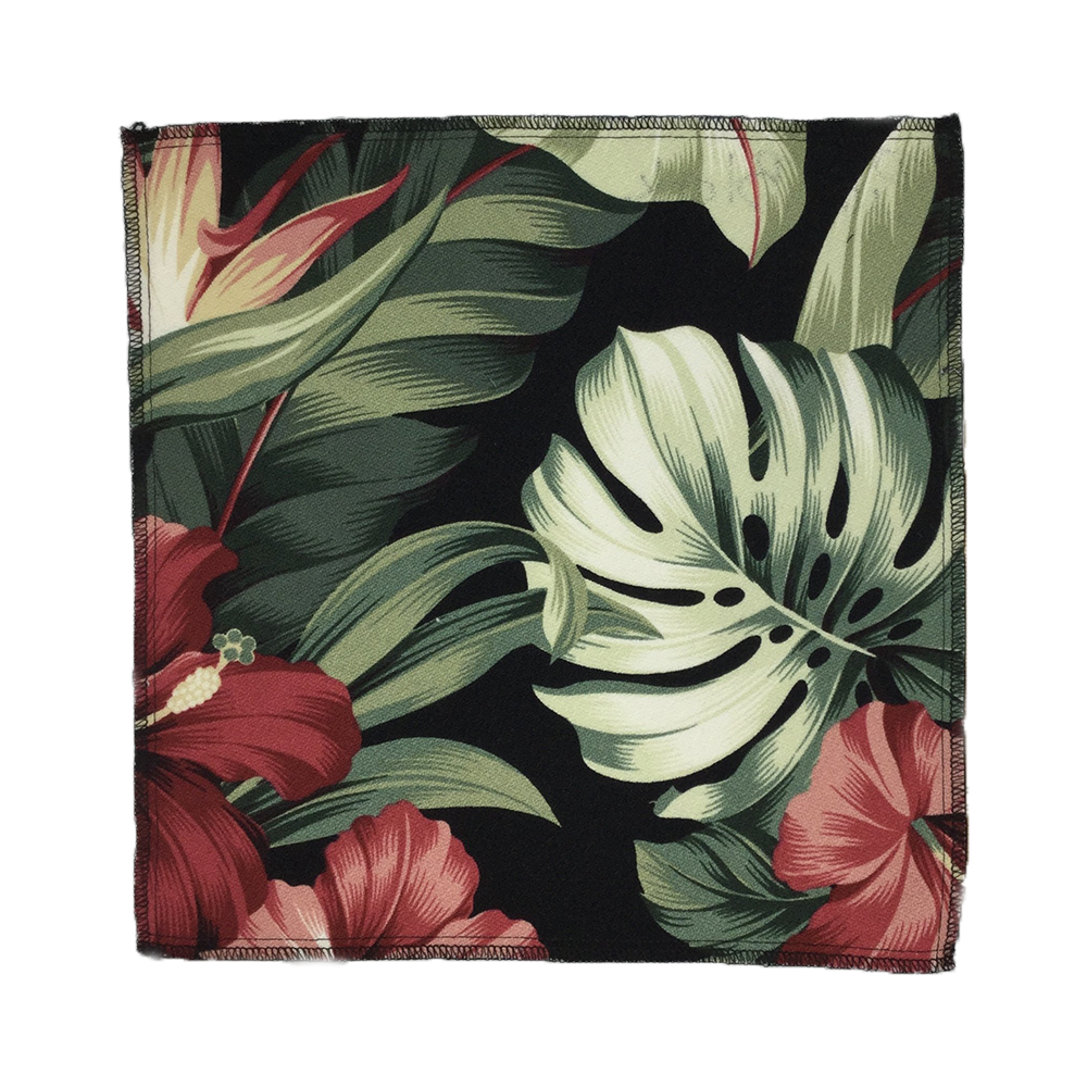 Black Pua Hawaiian Barkcloth Upholstery Fabric