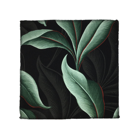 Black Retro Leaves Hawaiian Barkcloth Upholstery Fabric Fabric