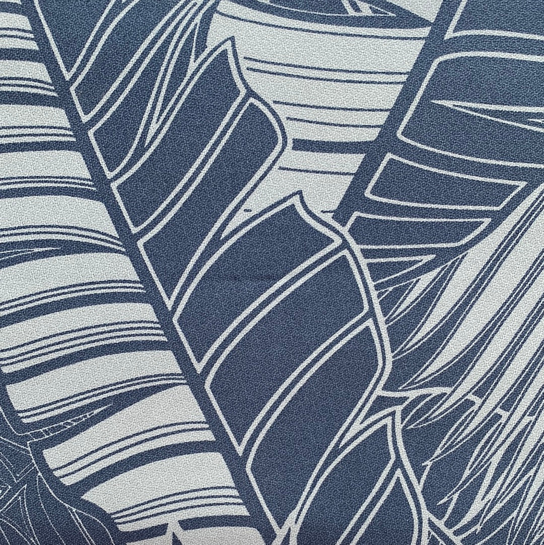 Blue Leafy Lines Hawaiian Barkcloth Upholstery
