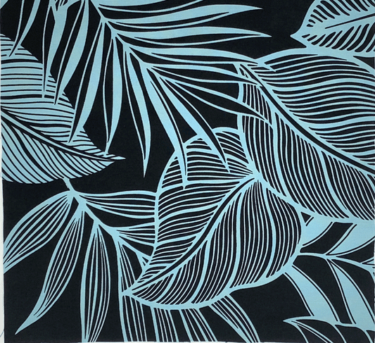 Black Palm Leaves Cotton Fabric